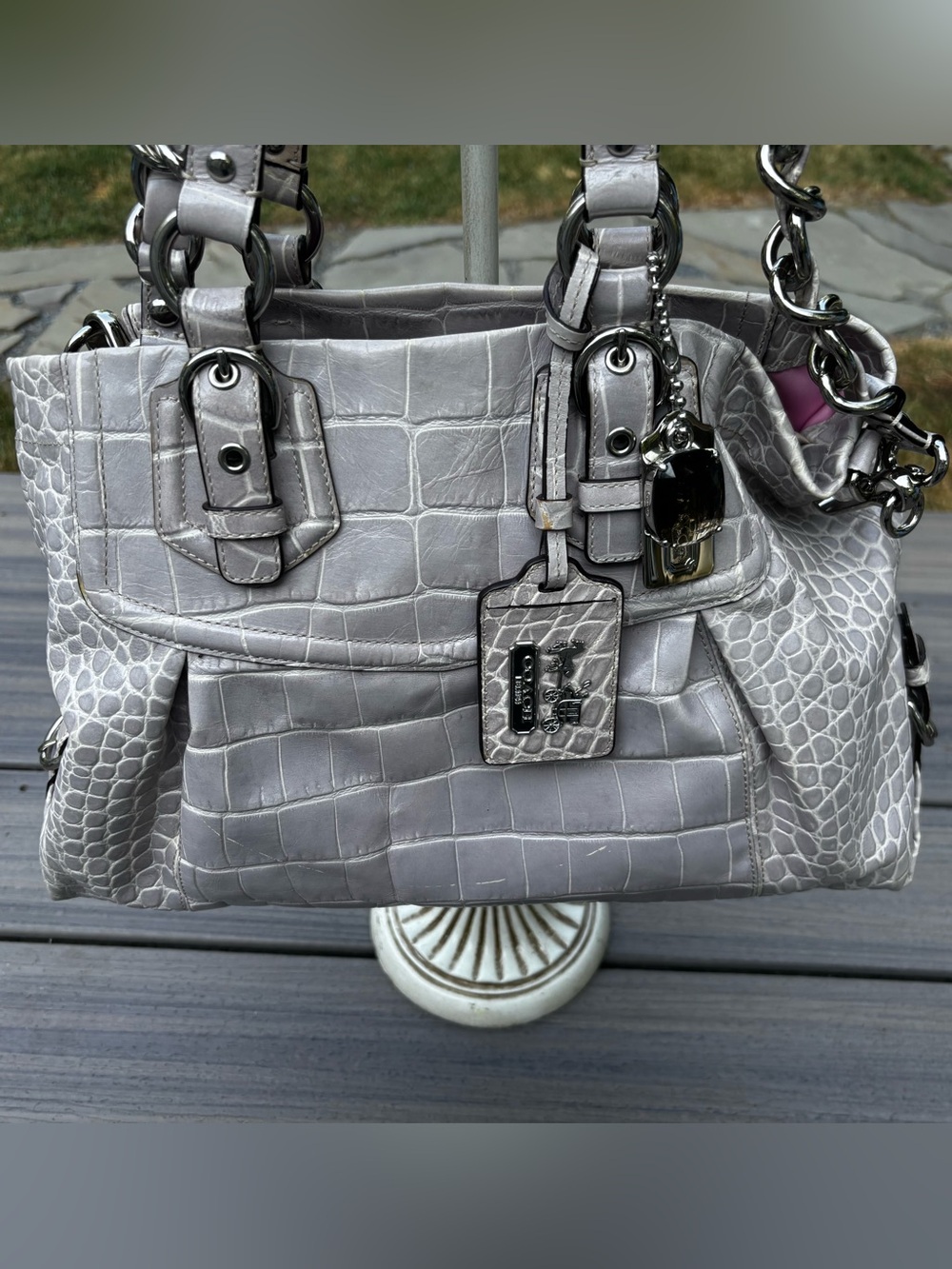 Coach Madison Carryall Croc-Embossed Satchel with Polished Hardware 3 hangtags